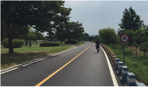 한강 자전거 도로의 제한 속도는 20km 이다