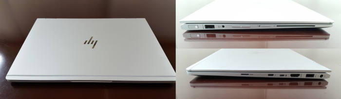 HP 엘리트북 x360은 심플하면서도 견고한 디자인을 자랑한다. 왼쪽 사진은 노트북에서 지원하는 다양한 포트. 사진=황재용기자