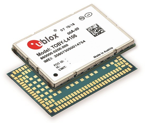 CPU가 내장되고 보안이 강화된 LTE 첨단 오토모티브 텔레매틱스 모듈 TOBY-L4 시리즈
