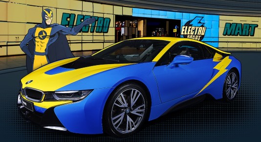 이마트의 체험형 가전전문점 ‘일렉트로마트’가 자동차 브랜드 ‘BMW’가 협업을 통해 ‘일렉트로맨, Gear up!’을 주제로 공동 이벤트를 벌인다. 사진=이마트 제공