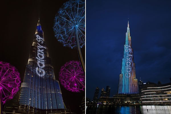 세계 최고(最高) 빌딩 부르즈 칼리파에 진행된 초대형 '갤럭시S9과 갤럭시S9+' 광고