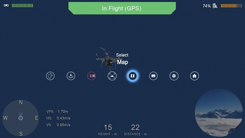 ‘Epson Drone Soar’ 앱 작동 화면