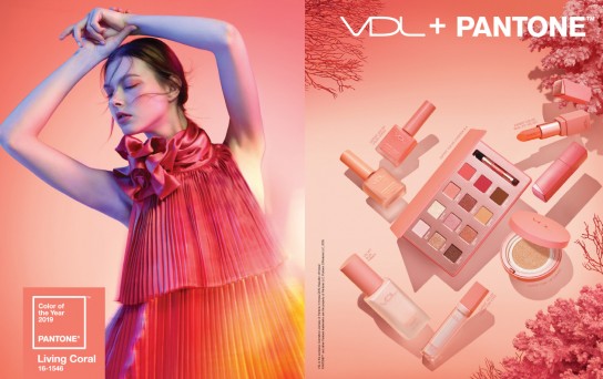 LG생활건강의 영 프레스티지 메이크업 브랜드 ‘VDL’이 세계적인 색채 전문 기업 팬톤(PANTONE)이 선정한 올해의 컬러 ‘리빙 코랄(Living Coral)’을 주제로 한 ‘2019 VDL+팬톤 컬렉션’을 출시했다. 사진=LG생활건강 제공