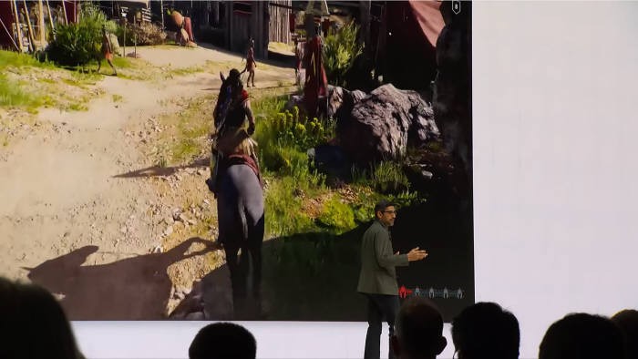 순다르 피차이(Sundar Pichai) 구글 CEO가 GDC19에서 클라우드 게임 플랫폼 스타디아를 소개하고 있다 [사진=구글]