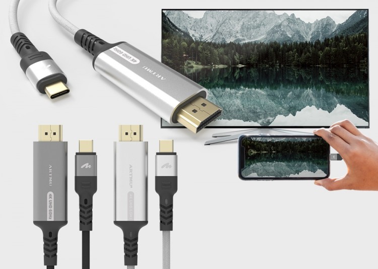 UHD 화질 미러링을 지원하는 아트뮤코리아의 USB-C to HDMI 스마트폰 미러링 케이블 [사진=아트뮤코리아]