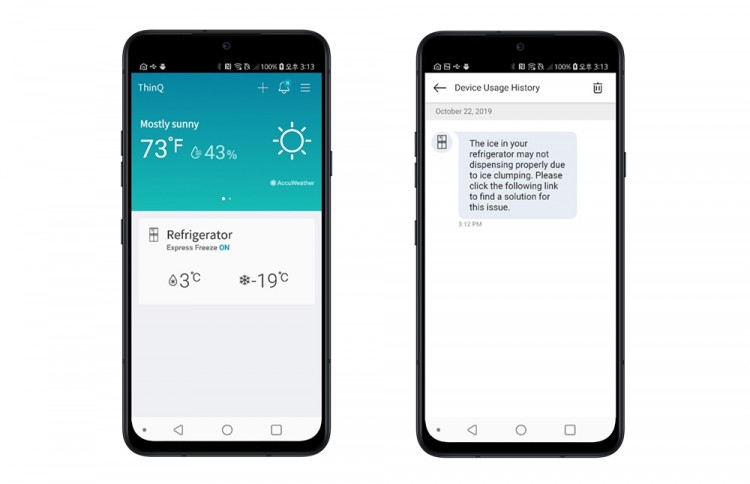 프로액티브 서비스가 LG 씽큐 앱에 등록된 냉장고의 고장 가능성을 사전에 감지하고 대처법을 알려주고 있다. [사진=LG전자]