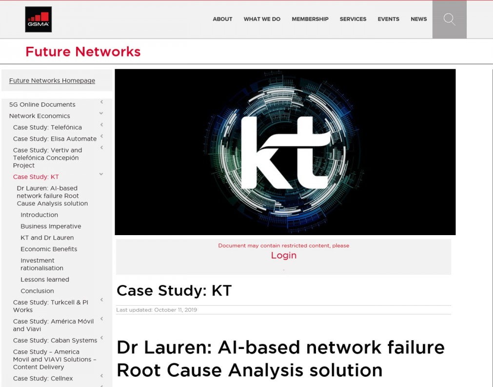 세계이동통신사업자연합회의 사례 연구 홈페이지에 게재된 KT '닥터 로렌' [사진=GSMA]