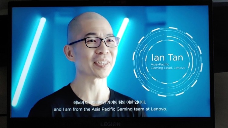 레노버 리전 5세대 출시 온라인 기자간담회에서 이안 탠 아시아태평양 게이밍 팀 리더가 5세대 리전의 특징을 소개하고 있다.