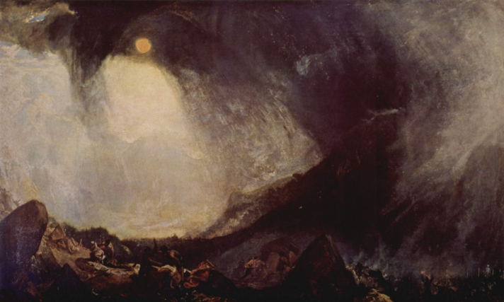 윌리엄 터너, 「눈보라: 알프스를 넘는 한니발과 그의 군대」, 1812, 테이트 갤러리