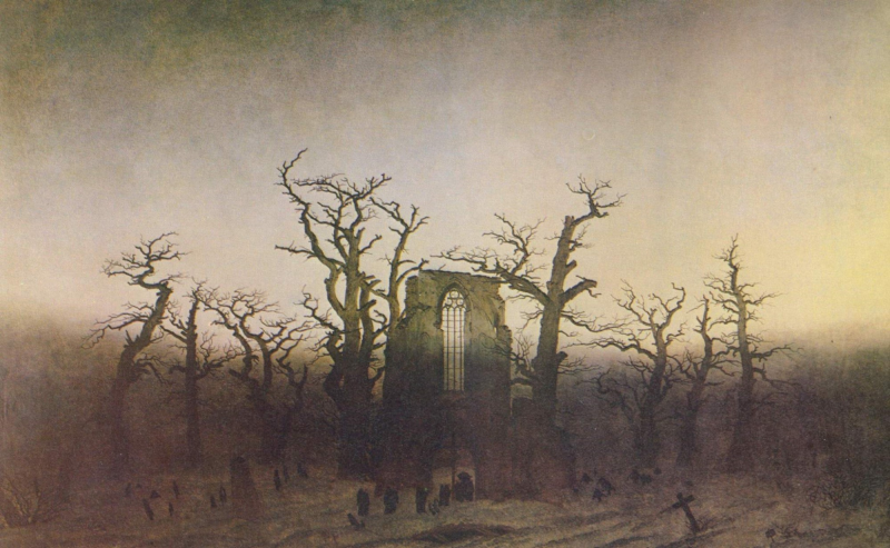 카스파르 프리드리히, 「떡갈나무숲속의 수도원」, 1809-10, 샤를로텐부르그 궁전