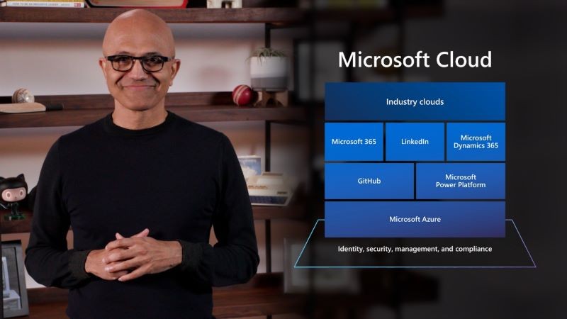 한국시간 26일 온라인으로 열린 마이크로소프트 빌드(Microsoft Build 2021) 컨퍼런스에서 사티아 나델라(Satya Nadella) 마이크로소프트 CEO가 기조연설을 하고 있다.