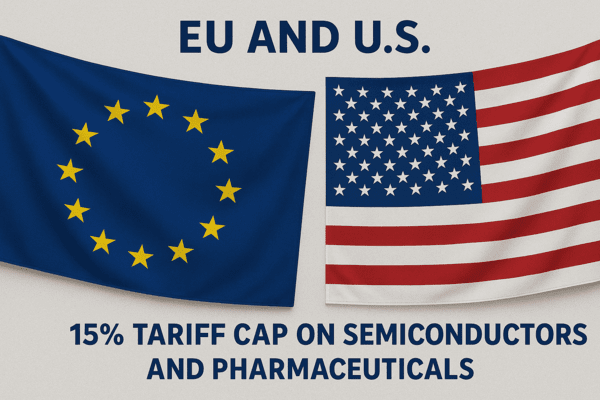 미국과 EU가 반도체와 의약품 등의 15% 관세 상한을 명문화한 공동성명을 발표했다.