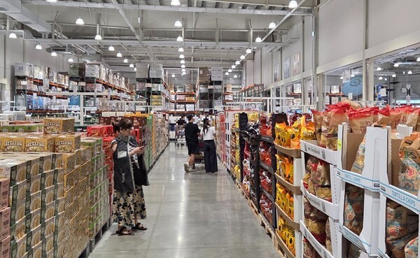 대형 마트에서 장을 보는 모습.